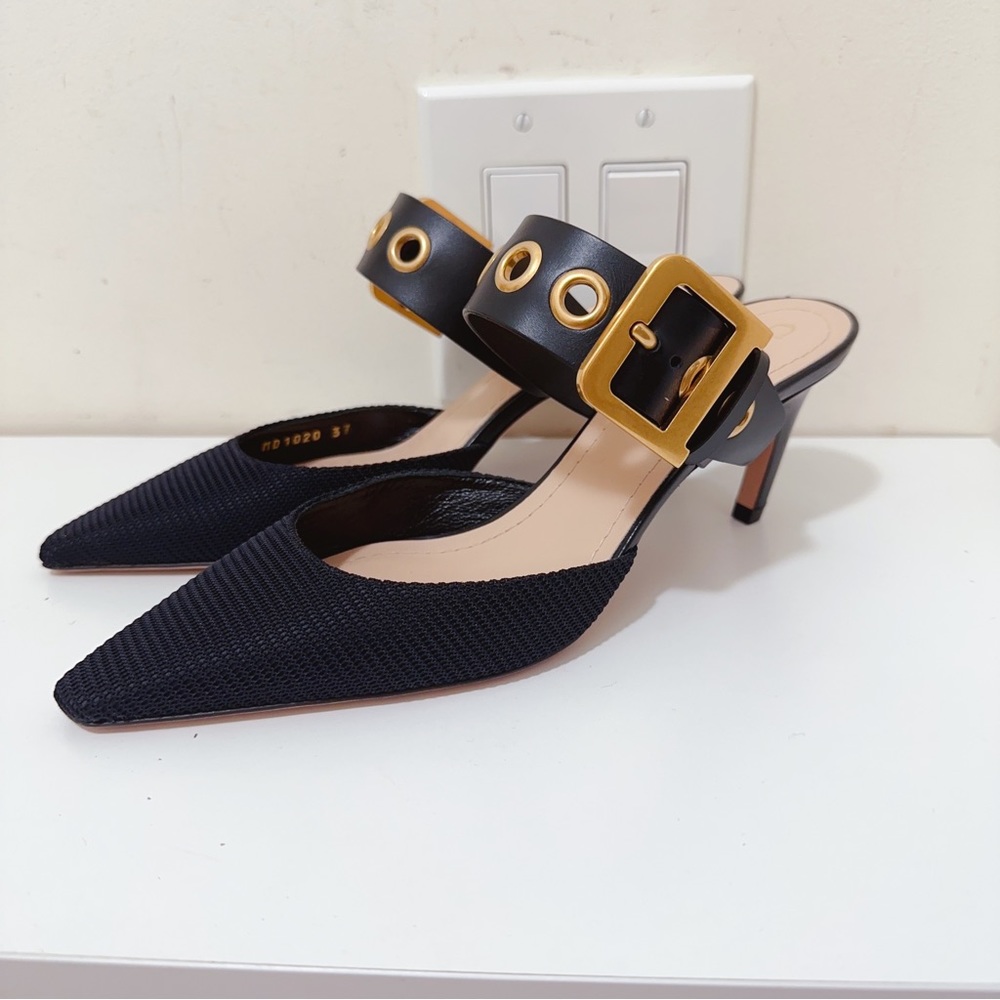 CHRISTIAN DIOR Technical Fabric Calfskin D-Dior Heeled Mule - Picture 4 of 11